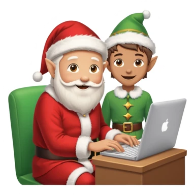 christmas chats - typing - online chats - with santa and a elf sticker