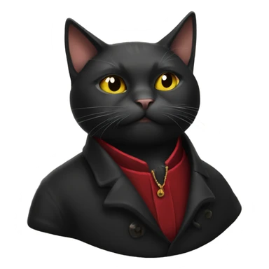 Black cat with a smoking jacket and a pipe sticker