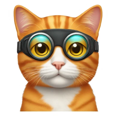 orange cat with goggles sticker