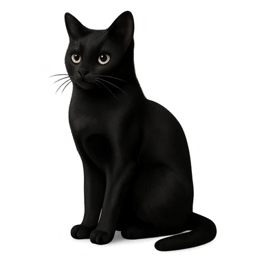 digital illustration of a black cat, no background sticker