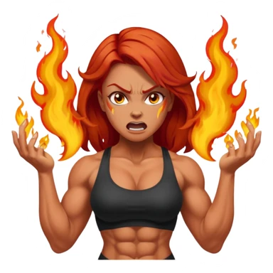 burning angry bodybuilder red haired woman sticker