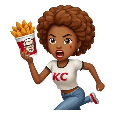 tsion angry black girl ragebait fat running 100 kfc chicken dirty mouth angry bad word sticker