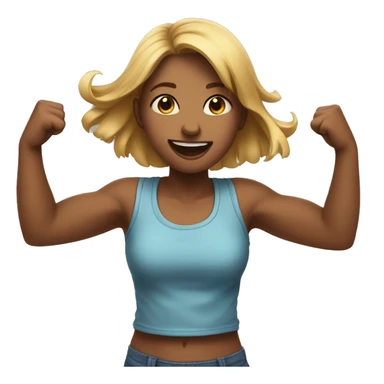 Girl is happy and exited hold her fists near the chest sticker