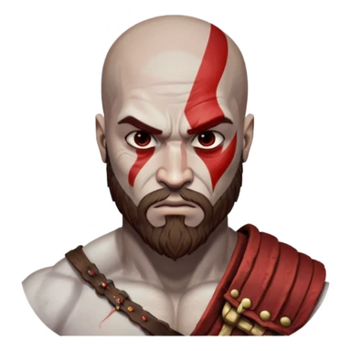 Visage de Kratos du jeu PlayStation a la perfection, c'est a dire que la marque rouge doit partir jusqu'à l'arrière du crâne  sticker