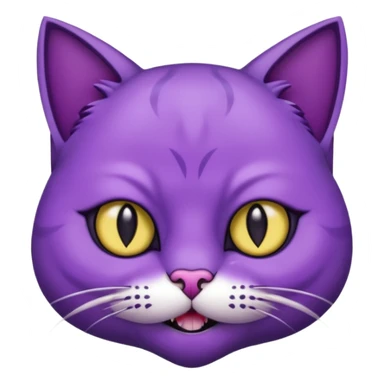 Scary purple cat fully black eye and with mouth a moon Nekless sticker