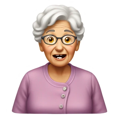 grandma with her tongue out waiting for food sticker