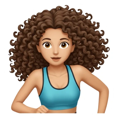 Treino de corrida feminino morena cacheada cabelos cumpridos caindo nas costas sticker