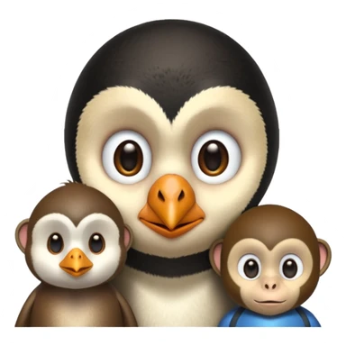 Penguin et singe a un enfant qui a 20 sticker
