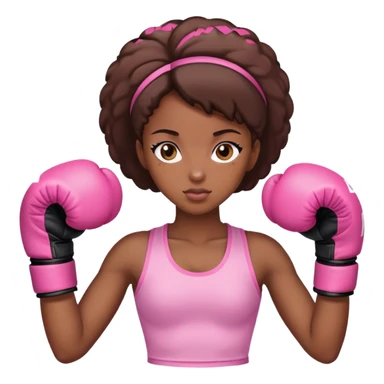 black girl wearing pink boxing gloves sticker