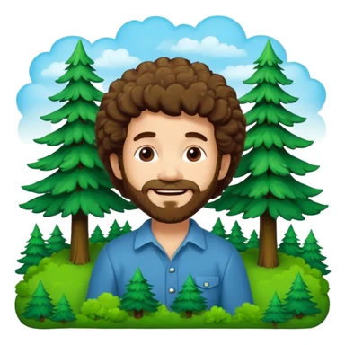 Bob Ross painting Happy Little trees sticker