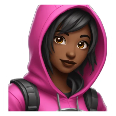 Girl developer behind his laptop withk this style : Riot Games Valorant black pink bright pink sparks character pink black hooded assassin themed character sticker