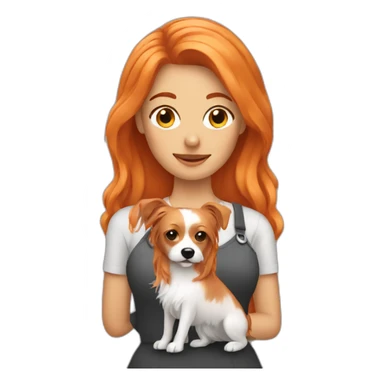 orange hair woman holding yorkshire dog sticker