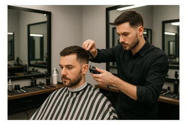 Sartaroshxonada soch olayotgan p sticker