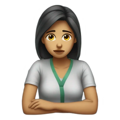 Sad girl at work sticker