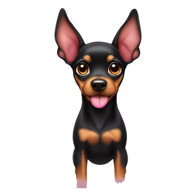 black tan pinscher big ears pink bow on ear sticker