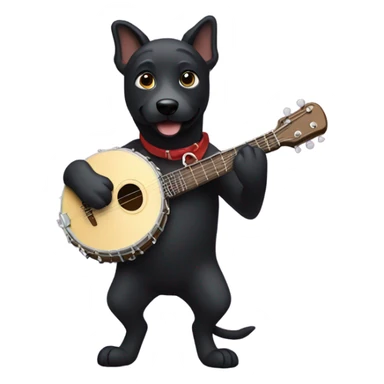 Black dog playing banjo sticker