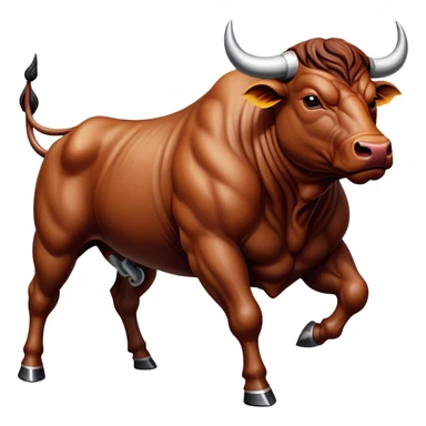 Cinematic Realistic depiction of a powerful Spanish charging bull, rendered with dynamic muscle definition and detailed, textured hide, set against a dramatic backdrop with intense, action-packed lighting sticker