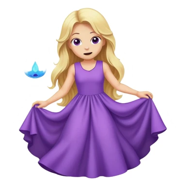 blonde long hair  girl with purple dress, farting gas sticker
