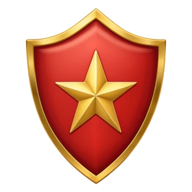 Crimson red shield with star sticker