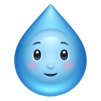 A single water droplet emoji, glossy and smooth, cartoonish, vibrant blue color, high detail, simple and cute design, without facial features, isolated on white background, centered compositio

 sticker