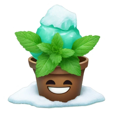 frozen mint with ice and snow on mint leaves sticker