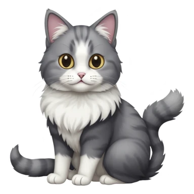 full body half dark grey and half white cat with white front legs sticker
