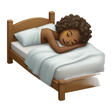 A Wavy hair girl sleeping in a bed calmly  sticker