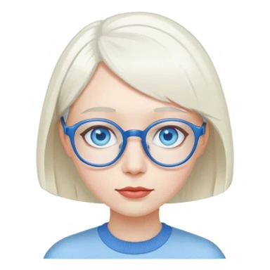 FEMME TEINT PALE AVEC YEUX BLEUS , DES LUNETTES ET DES CHEVEUX BLANCS AU CARRE sticker