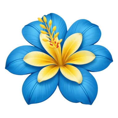 flor hawaiana azul con centro amarillo con pétalos redondeados sticker