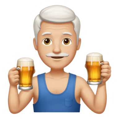Emoji beauf avec un coupe de cheveux mulet accentué, un ventre vraiment rond, un débardeur et une bière dans la main sticker