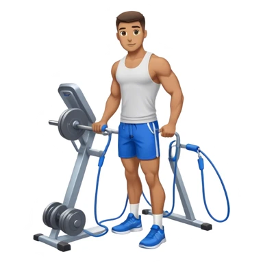 fit man with blue shorts using cable-machine sticker