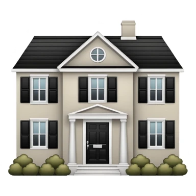 greige colonial house with black shutters and black front door sticker