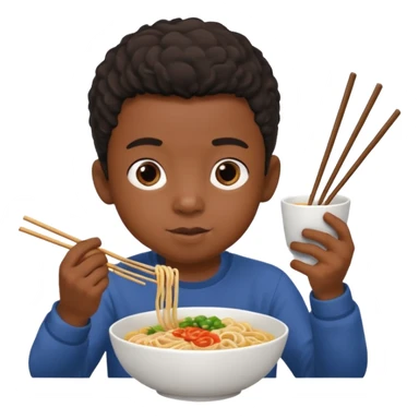 black  boy with noodles sticker