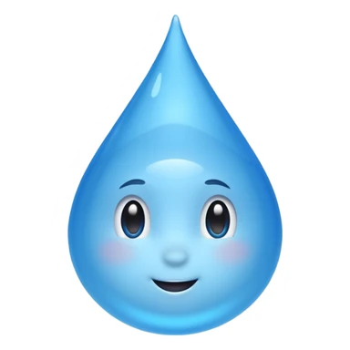 A single water droplet emoji, glossy and smooth, cartoonish, vibrant blue color, high detail, simple and cute design, without facial features, isolated on white background, centered compositio

 sticker