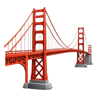 Cinematic Realistic Golden Gate Bridge Landmark Emoji, depicted with the iconic suspension bridge rendered with rich detail and vibrant, dynamic lighting. sticker
