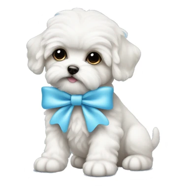schichon puppy with baby blue bow sticker