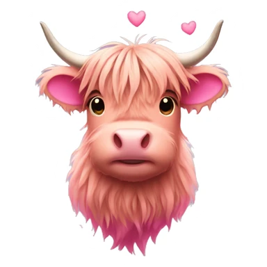 cute highlandcow with lots of pink hearts  sticker