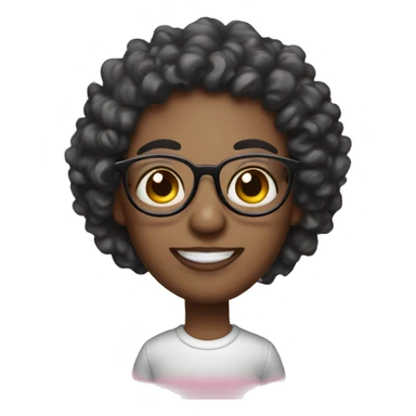 create for me a #EBD1A4 colored face that has black and curly hair, wears glasses in the eyes and smiles with a pink lollipop in the mouth sticker