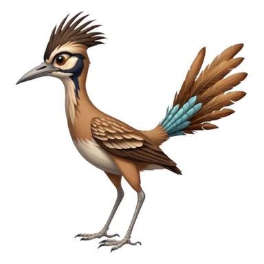 realistic roadrunner bird, skinny tail pointed down, realistic colors sticker