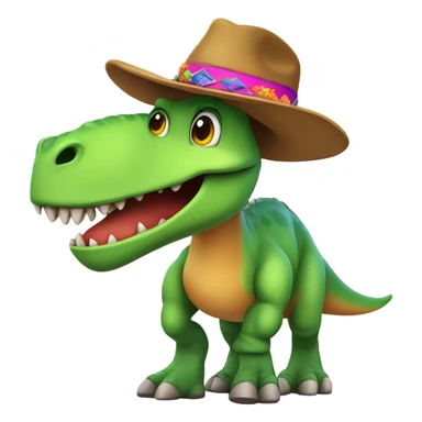 A dinosaur with a boot on its head and hats on it feet sticker