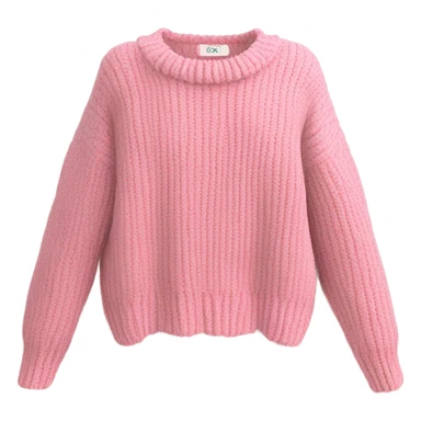 pink cropped oversize wool sweater, isolated sticker