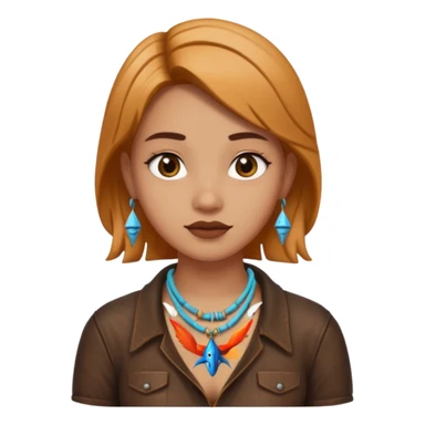 ancient girl wearing fish bone necklaces and leather shirt sticker