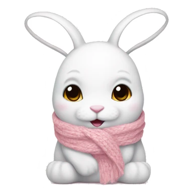 white bunny wearing a baby pink scarf sticker
