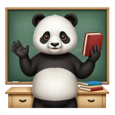 panda giving a presentation chalkboard with books sticker