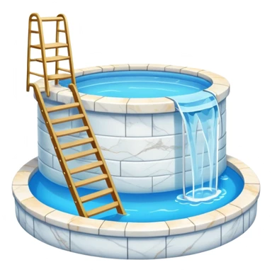Outdoor luxurious expensive big white marble pool with a ladder  sticker