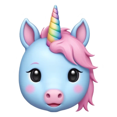 cute minimal unicorn head emoji, very simple lines, soft rounded shapes, pastel color palette, small friendly eyes, tiny blush, no complex textures, kawaii friendly mood, center composition, white background, extremely minimal details, modern emoji aesthetics sticker