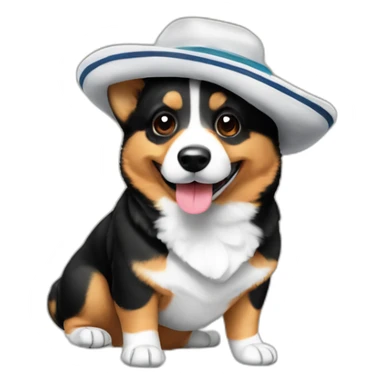 Corgi negro con gorro de marinero sticker