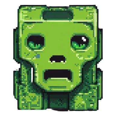 maximum blocky ultra-abstract pixel art Minecraft creeper face emoji with only 2-4 large square pixels sticker