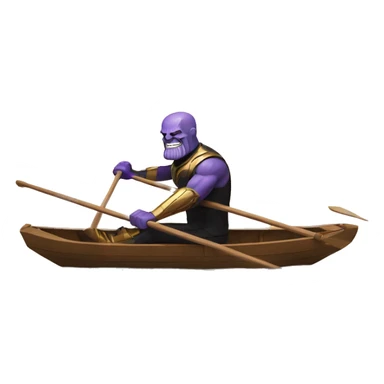 thanos wearing a suit rowing in a single sculling boat sticker
