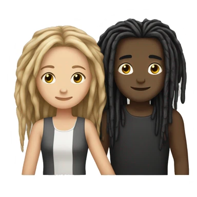 tan boy with dreads hugging white girl with black long hair sticker